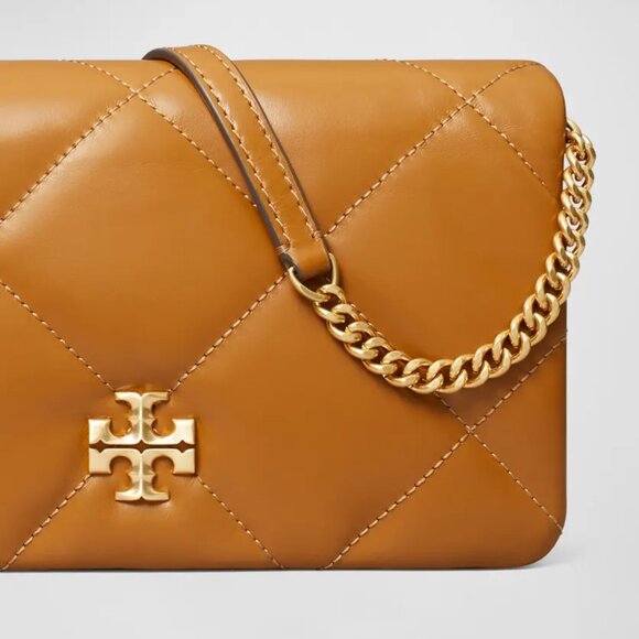 NWT ✅Tory Burch KIRA Diamond Quilt Chain Wallet #158624 Classic Chestnut - Picture 5 of 16